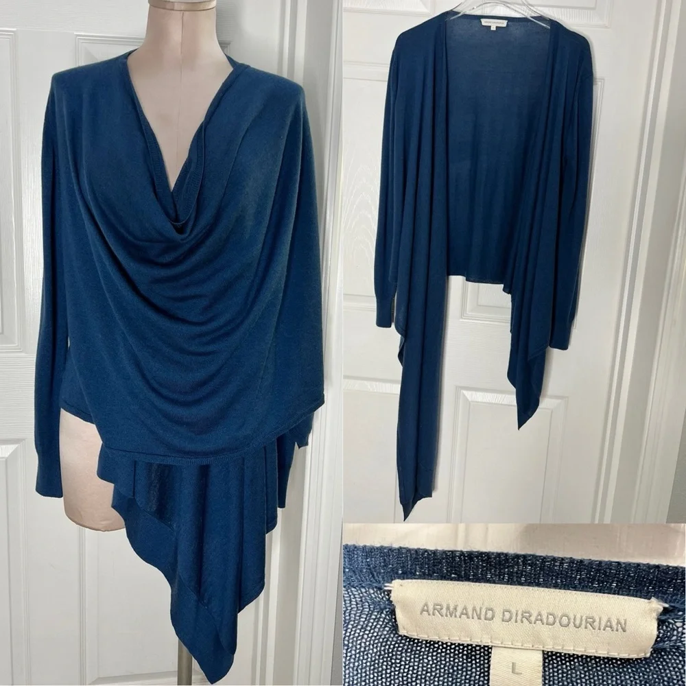 Armand Diradourian Cashmere Silk Blend Sweater Cardigan Sz L - Picture 2 of 13